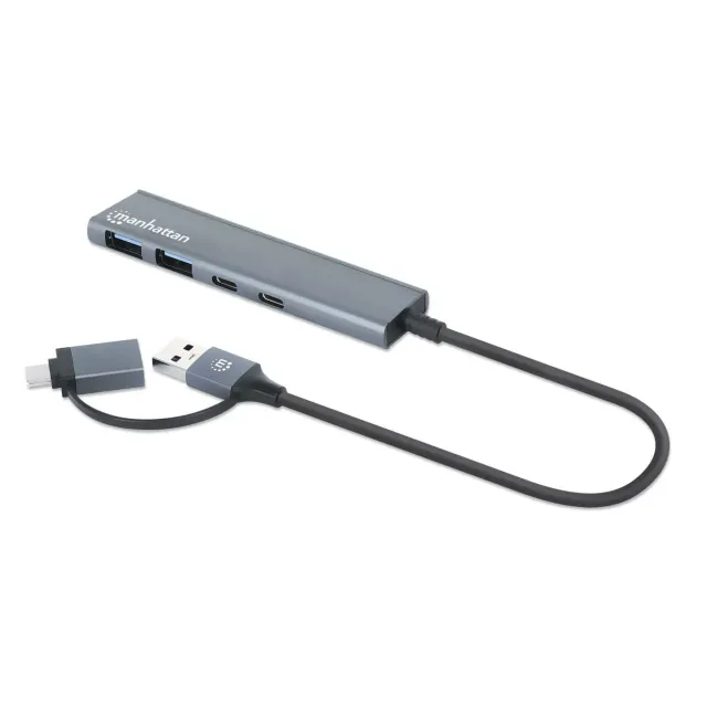 Manhattan 4-Port USB 3.0 Combo Hub 2x2 hub usb 5 Gbps