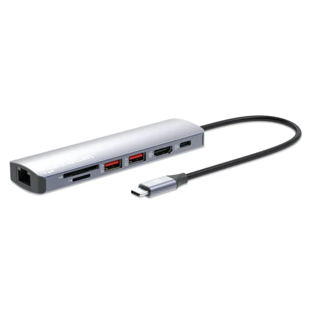 Manhattan 7-in-1 hub USB-C docking station 4K 100W